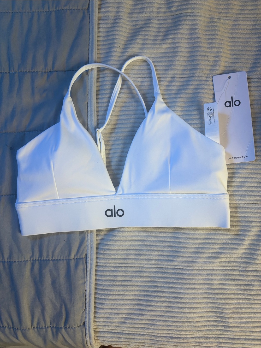 ALO Yoga White Triangle Bralette with Racerback